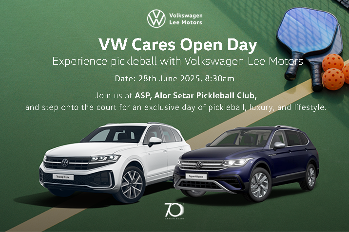 Gear up for a smashing good time! 🏓 Join Volkswagen Lee Motors at ASP Alor Setar Pickleball Club on 28th June 2025, 8:30am, for an exciting day of pickleball, premium rides, and lifestyle experiences. Let's rally together — on and off the court!