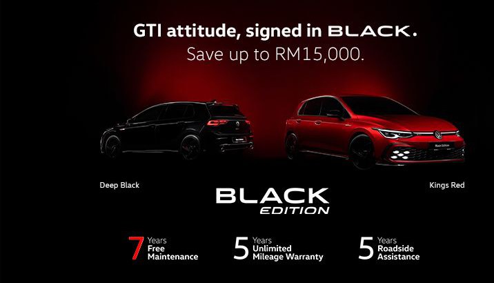 The hot hatch known for pure driving fun turns up the excitement with the exclusive Black Edition — available only in Deep Black and Kings Red.  This is the Golf GTI you know and love, now elevated with distinctive touches that set it apart. From striking 18'' Black Richmond Alloy Wheels and GTI dynamic hub caps to practical upgrade like the Volkswagen Universal Traffic Recorder 2.0 (front and rear) that captures every moment of your journey — it’s all part of the unmistakable GTI attitude.